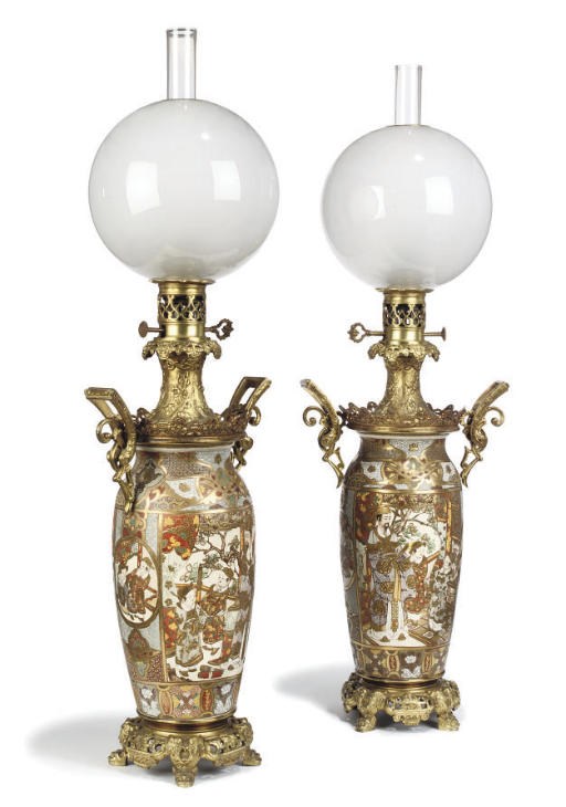 A PAIR OF GILT-BRONZE MOUNTED JAPANESE SATSUMA PORCELAIN VASES