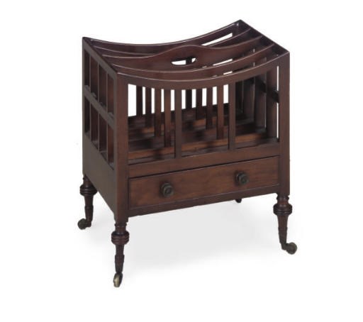 A REGENCY MAHOGANY FOUR DIVSION CANTERBURY