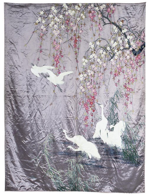 A JAPANESE EMBROIDERED HANGING, 1870S