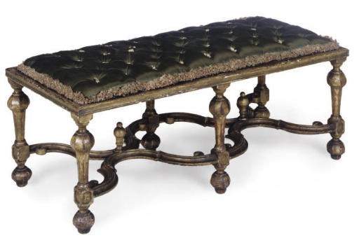 A PAINTED AND CANED STOOL