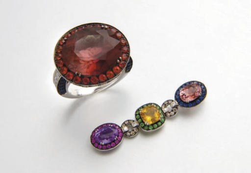BAGUE ET PENDENTIF PIERRES FINES
