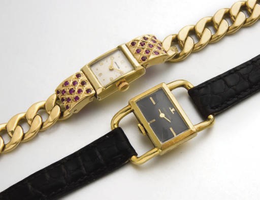 MONTRE BRACELET DE DAME EN OR, PAR LONGINES ET MONTRE BRACELET DE DAME, PAR JAEGER LECOULTRE