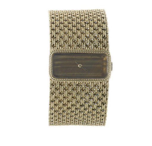AN 18K GOLD AND TIGER'S EYE WRISTWATCH, BY CONCORD