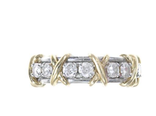 A DIAMOND, PLATINUM AND 18K GOLD RING, BY TIFFANY & CO.