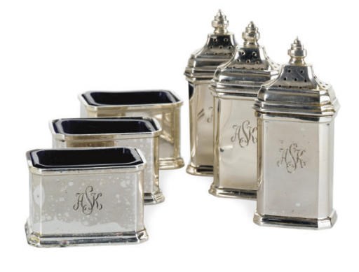 A SET OF TWELVE ELIZABETH II SILVER SALT CELLARS AND PEPPER CASTERS,