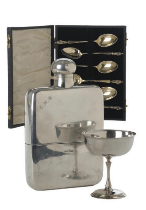 A GROUP OF ENGLISH AND AMERICAN SILVER AND SILVER-PLATED TABLEWARES,