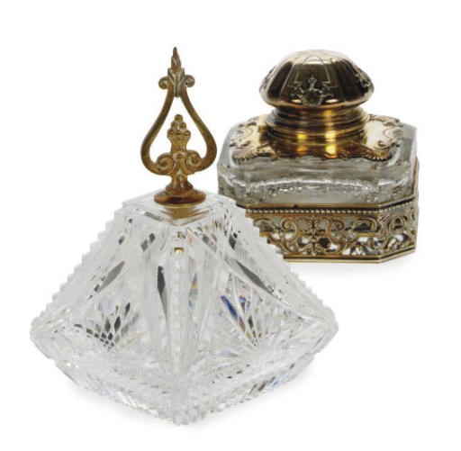 A FRENCH SILVER-MOUNTED INKWELL,
