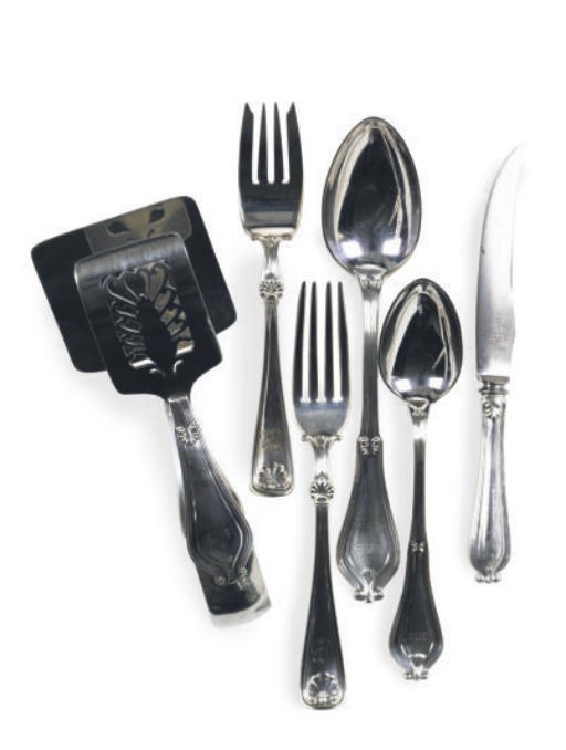 AN ASSEMBLED AMERICAN SILVER-PLATED PART FLATWARE SERVICE,