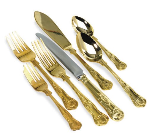 A GILT-PLATED PART FLATWARE SERVICE,