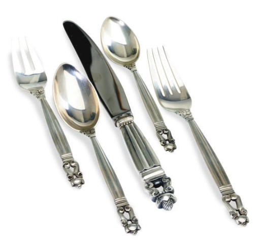 A DANISH SILVER PART FLATWARE SERVICE,