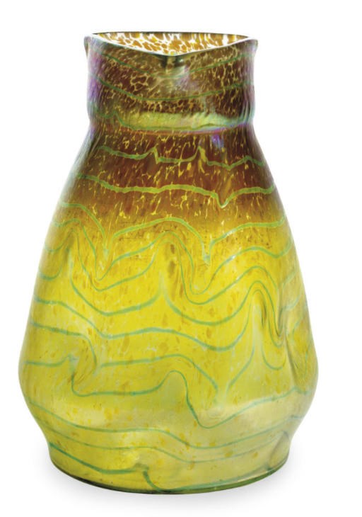 A BOHEMIAN IRIDSCENT GLASS VASE,