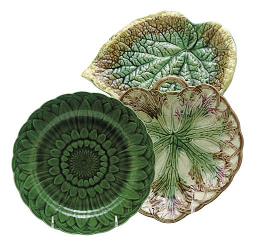 AN ASSEMBLED ENGLISH MAJOLICA DESSERT SERVICE,