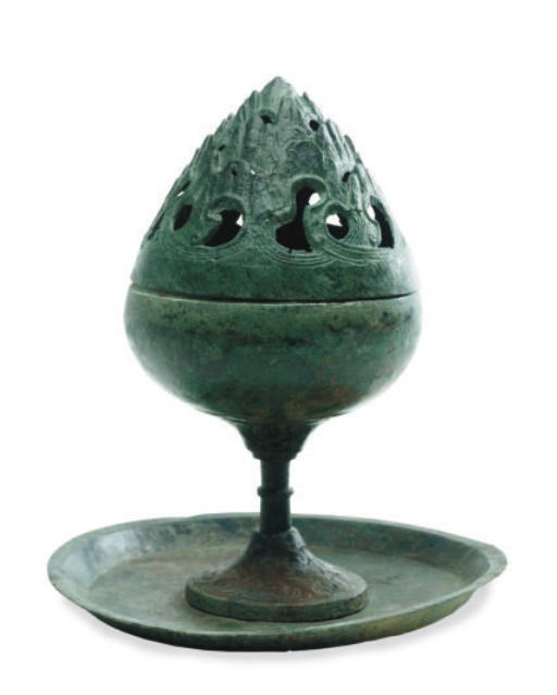 A CHINESE BRONZE ARTICHOKE-FORM CENSER, BOSHANLU,