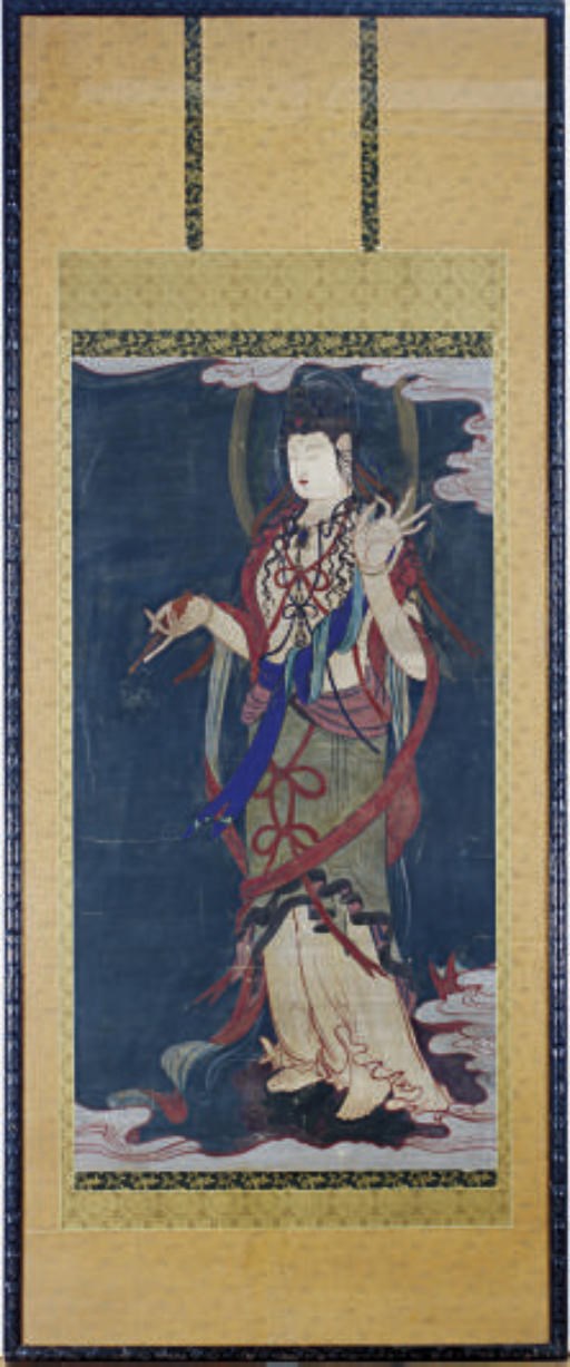 A CHINESE SCROLL PAINTING OF GUANYIN,
