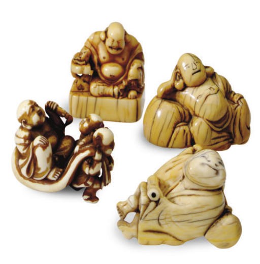 FOUR JAPANESE IVORY NETSUKE,**