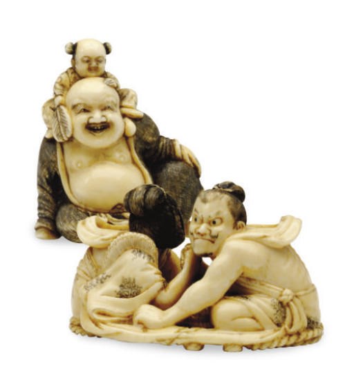 TWO JAPANESE IVORY NETSUKE,**
