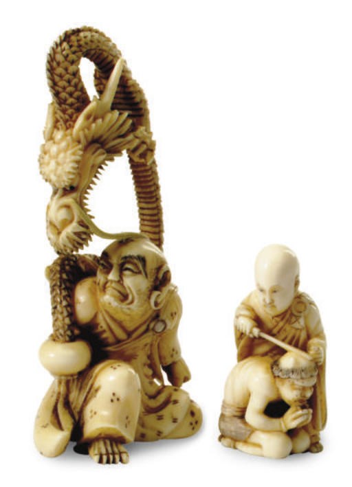 TWO JAPANESE IVORY NETSUKE,**