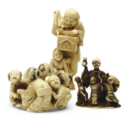 THREE JAPANESE IVORY NETSUKE,**