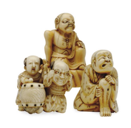THREE JAPANESE IVORY NETSUKE,**