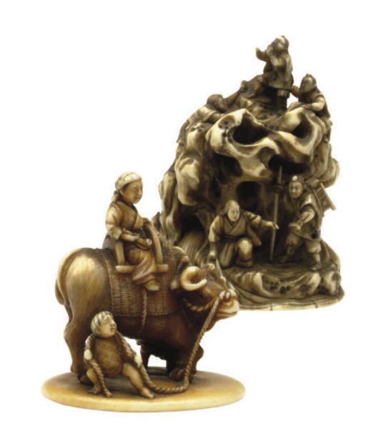 TWO JAPANESE IVORY NETSUKES,**