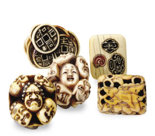 FIVE JAPANESE IVORY NETSUKE,**