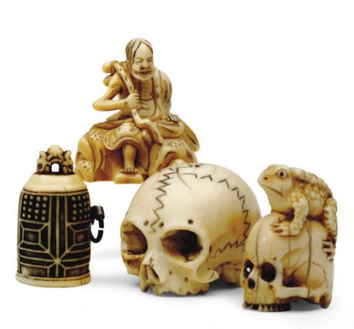 FOUR IVORY JAPANESE NETSUKE,**