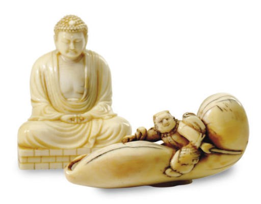 TWO JAPANESE IVORY NETSUKE,**
