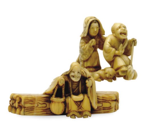 TWO JAPANESE IVORY NETSUKE,**