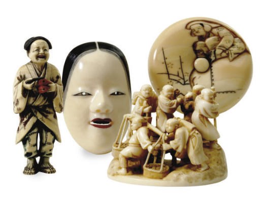 FOUR JAPANESE IVORY NETSUKE,**