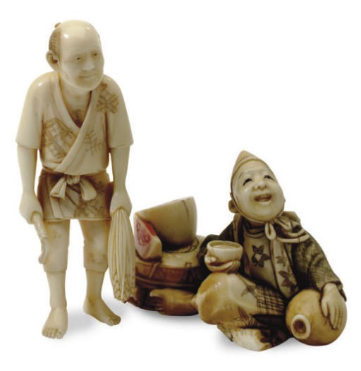 TWO JAPANESE IVORY FIGURES,**