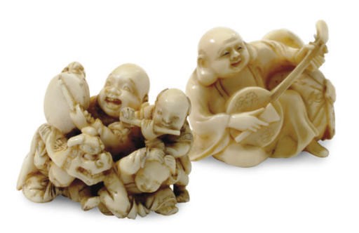 TWO JAPANESE IVORY NETSUKE,**