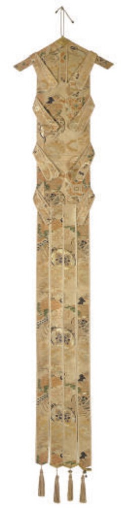 TWO JAPANESE SILK EMBROIDERED BUDDHIST ALTAR HANGINGS,