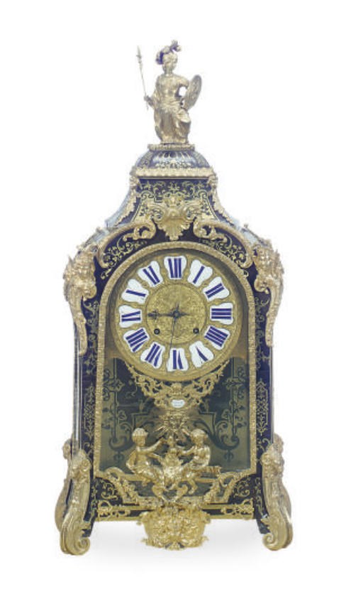 A REGENCE ORMOLU-MOUNTED BRASS-INLAID TORTOISESHELL AND BOULLE MARQUETRY BRACKET CLOCK**,