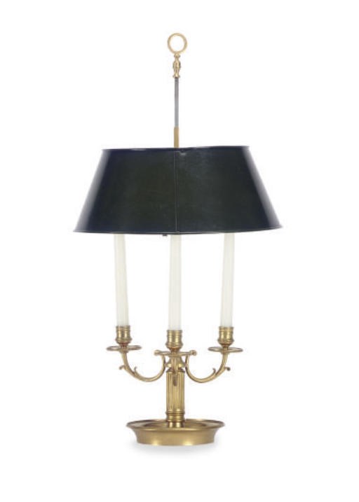 A GILT-METAL THREE-LIGHT BUILLOTTE LAMP,