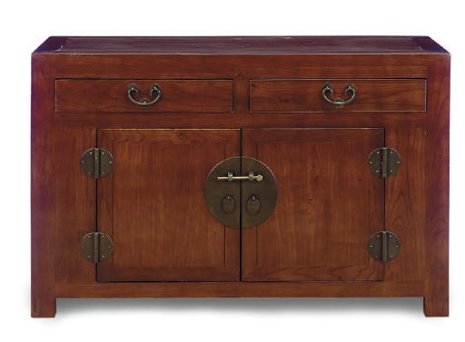 A HARDWOOD SIDE CABINET,