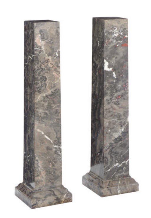 A PAIR OF MARBLE PEDESTALS,