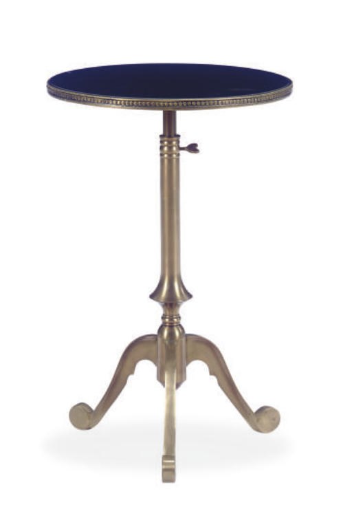 A BRASS AND BLACK GRANITE CIRCULAR OCCASIONAL TABLE,