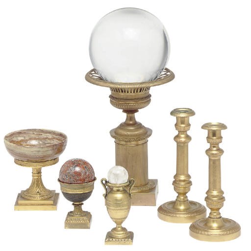 A GROUP OF GILT-BRONZE AND GILT-METAL TABLE ARTICLES,