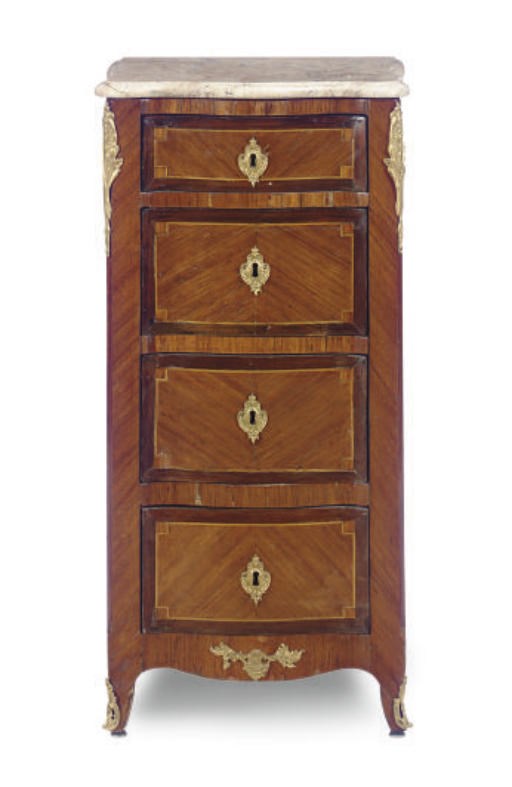 A LOUIS XVI ORMOLU-MOUNTED ROSEWOOD AND BOIS SATINE PETIT COMMODE**,