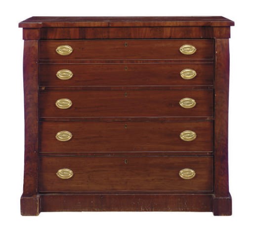 AN AMERICAN MAHOGANY OVERSIZED CHEST-OF-DRAWERS,