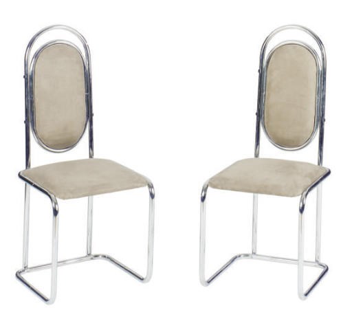 A SET OF TWELVE AUSTRIAN ART DECO CHROME DINING CHAIRS,