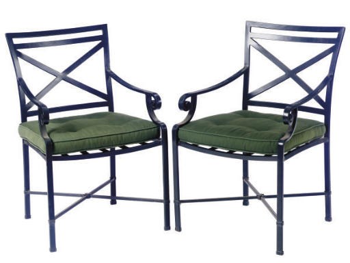 A SET OF EIGHT CAST IRON GARDEN ARMCHAIRS,