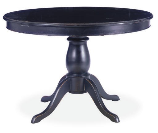 AN EBONIZED ROUND BREAKFAST TABLE,