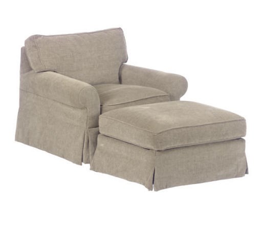 A PAIR OF BEIGE VELOUR UPHOLSTERED CLUB CHAIRS AND MATCHING OTTOMAN,