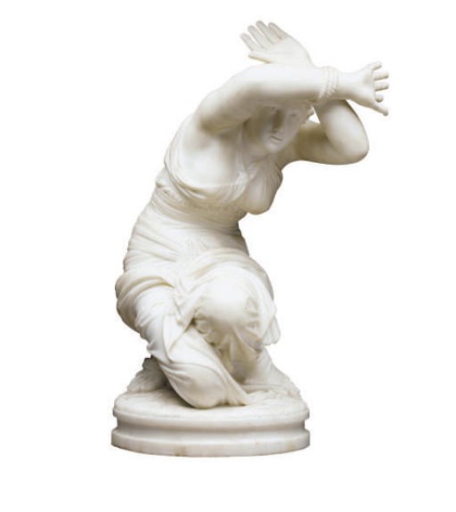 AN ITALIAN MARBLE FIGURE OF A BOUND CLASSICAL MAIDEN,