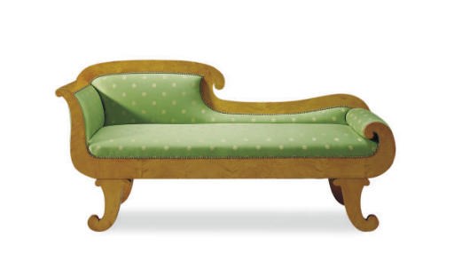 A NORTH EUROPEAN BIEDERMEIER SATIN BIRCH MERIDIENNE,