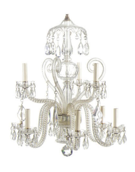 A CUT AND PRESSED GLASS NINE-LIGHT CHANDELIER,