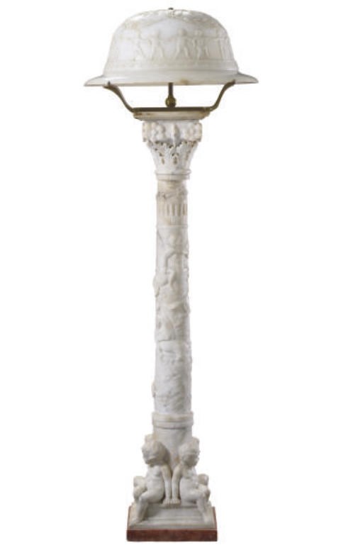 AN ITALIAN ALABASTER FLOOR LAMP,