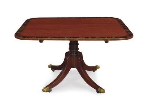 A REGENCY BRASS AND CALAMANDER-INLAID MAHOGANY BREAKFAST-TABLE,