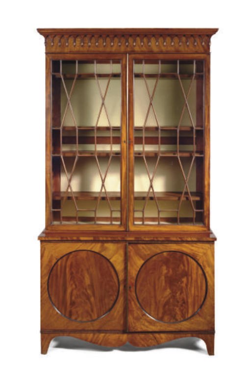 A GEORGE III MAHOGANY BOOKCASE,
